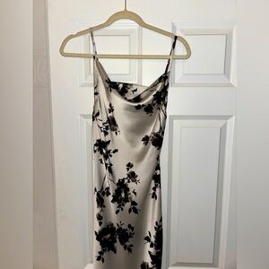 Black and white silk dress